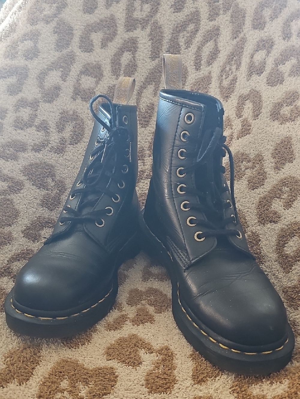 Dr. Martens VEGAN Black Lace-Up Ankle Boots with Silver Eyelets